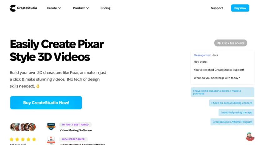 Screenshot of Easily Create Pixar Style 3D Videos