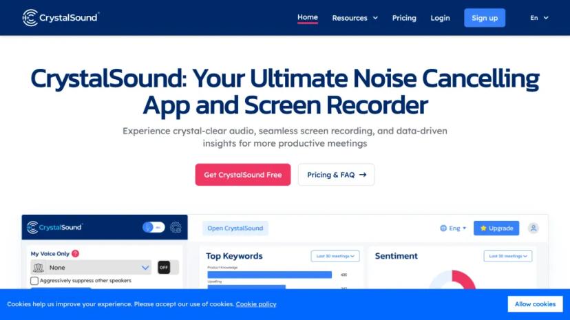 Screenshot of CrystalSound: Your Ultimate Noise Cancelling App and Screen Recorder