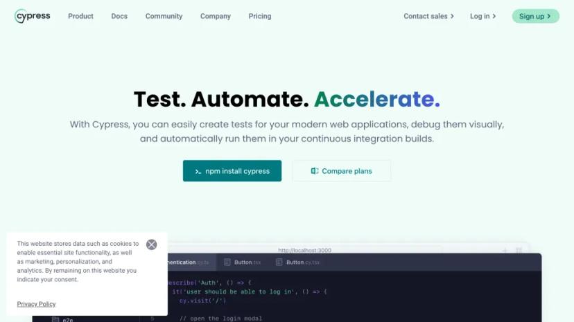 Screenshot of Cypress: Modern Web Application Testing Made Easy