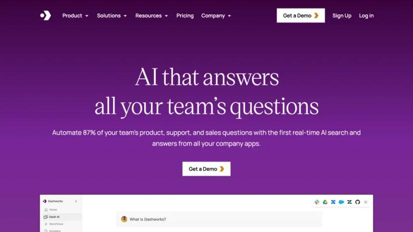 Screenshot of Dashworks: AI-Powered Real-Time Search and Answers for Your Team