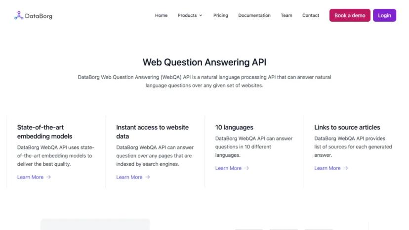 Screenshot of DataBorg WebQA API