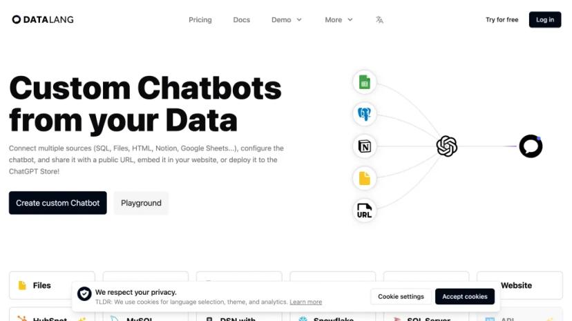 Screenshot of Build Custom Chatbots from Your Data with DataLang