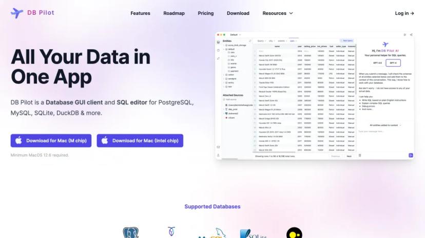 Screenshot of Database GUI Client and SQL Editor with AI Assistance