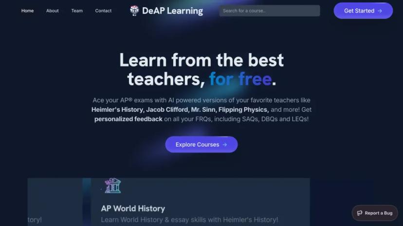 Screenshot of AI-Powered AP® Exam Tutoring with Deap Learning