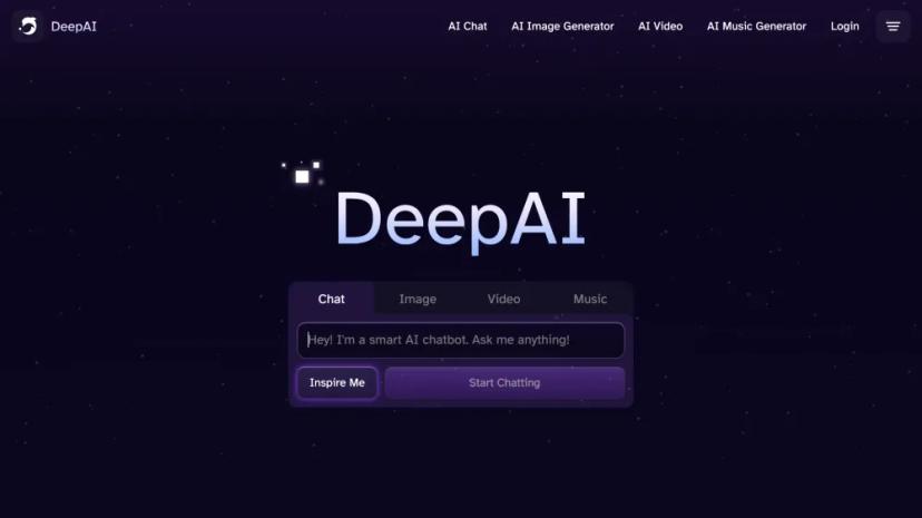 Screenshot of DeepAI - AI-Powered Image, Video, and Chat Generators