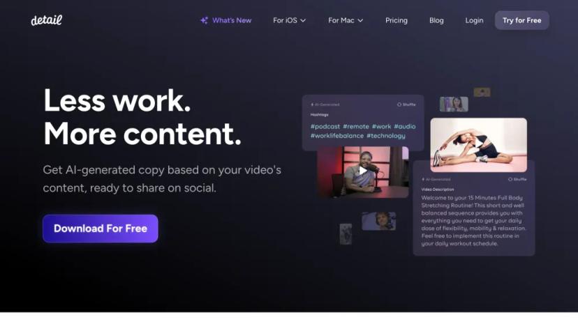 Screenshot of Detail - AI-Powered Video Content Creator