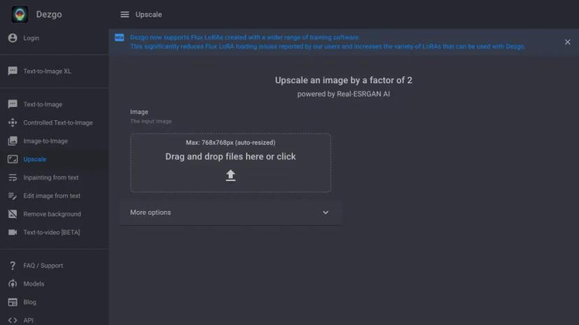 Screenshot of Upscale DEZGO