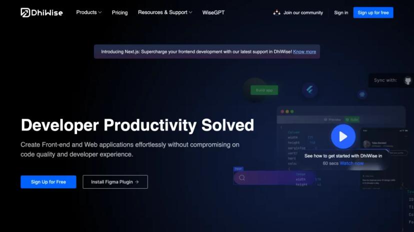 Screenshot of Supercharge Your Frontend Development with DhiWise