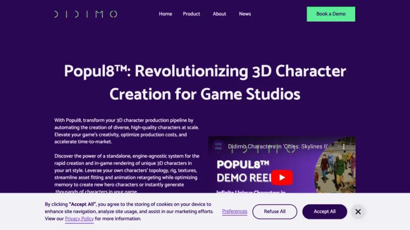 Screenshot of Revolutionizing 3D Character Creation for Game Studios