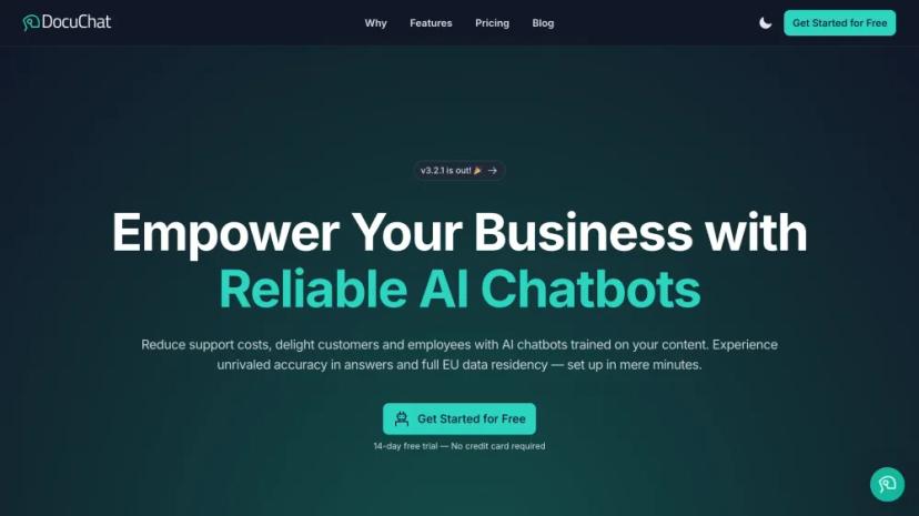 Screenshot of Empower Your Business with Reliable AI Chatbots