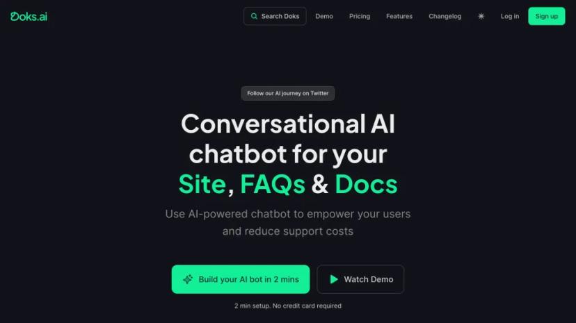 Screenshot of Conversational AI Chatbot for Your Site, FAQs & Docs