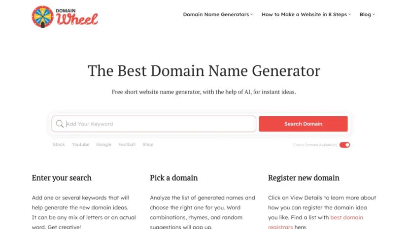 Screenshot of Free AI-Powered Domain Name Generator