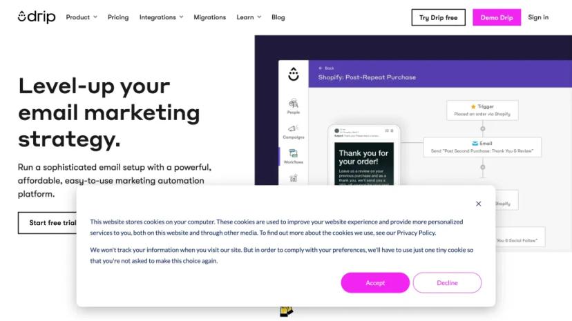 Screenshot of Drip: Email Marketing Automation Platform