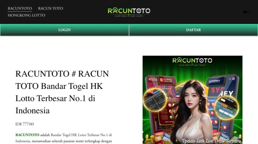 Screenshot of RACUNTOTO - Bandar Togel Hongkong Lotto Terbesar No.1 di Indonesia