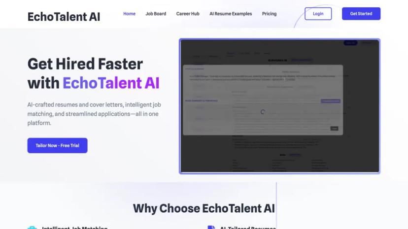 Screenshot of Get Hired Faster with EchoTalent AI