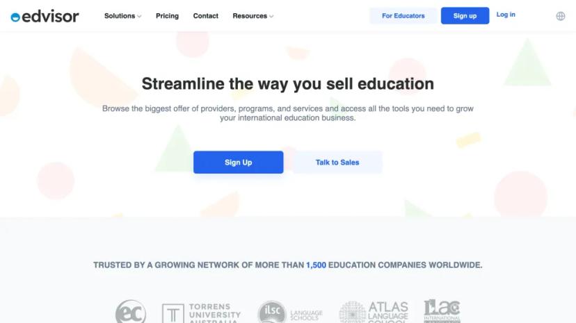 Screenshot of Edvisor - International Education Sales Hub