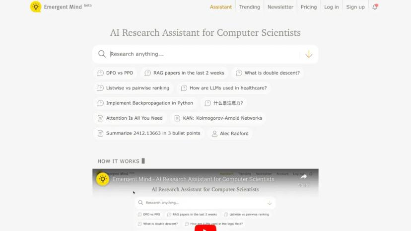 Screenshot of AI Research Assistant for Computer Scientists