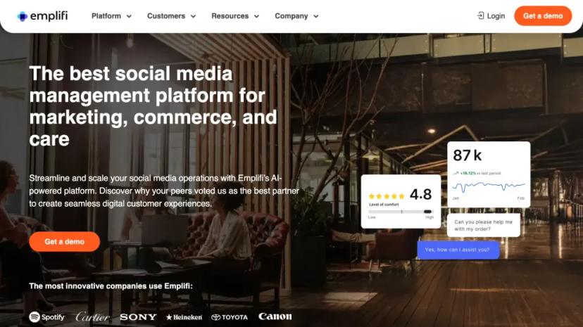 Screenshot of AI-Powered Social Media Management Platform for Marketing, Commerce, and Care