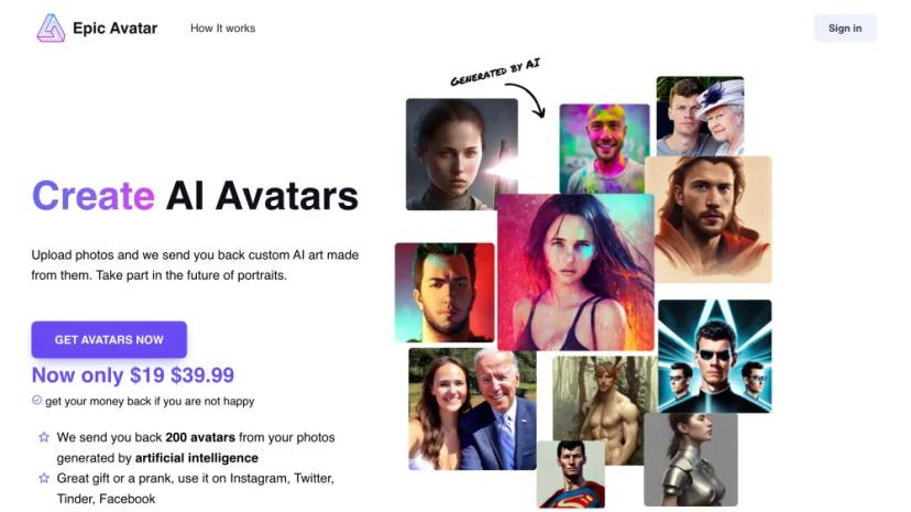 Screenshot of Create AI Avatars from Your Photos