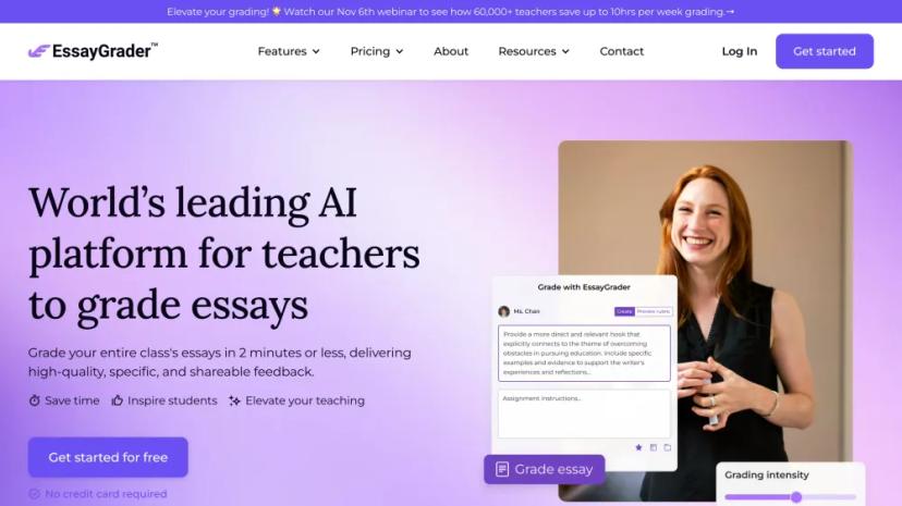 Screenshot of World’s Leading AI Platform for Essay Grading