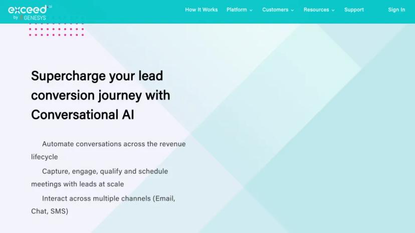 Screenshot of Exceed.ai: Conversational AI for Lead Conversion