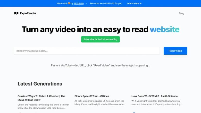 Screenshot of Turn any video into an easy-to-read website