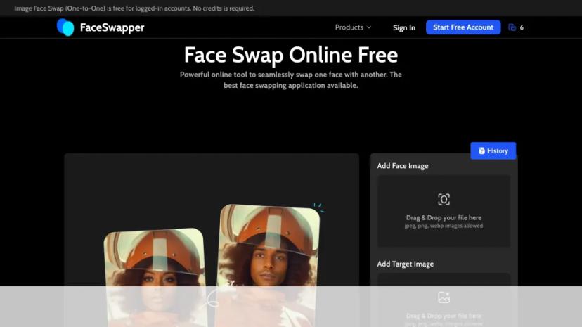 Screenshot of AI-Powered Face Swap Online Tool