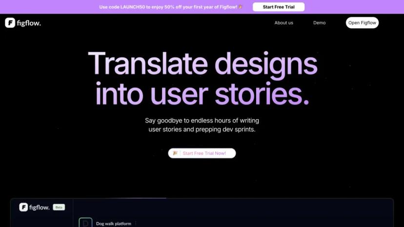 Screenshot of Transform Figma Designs into User Stories with Figflow AI