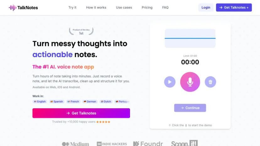 Screenshot of Turn Messy Thoughts Into Actionable Notes with AI Voice Note App