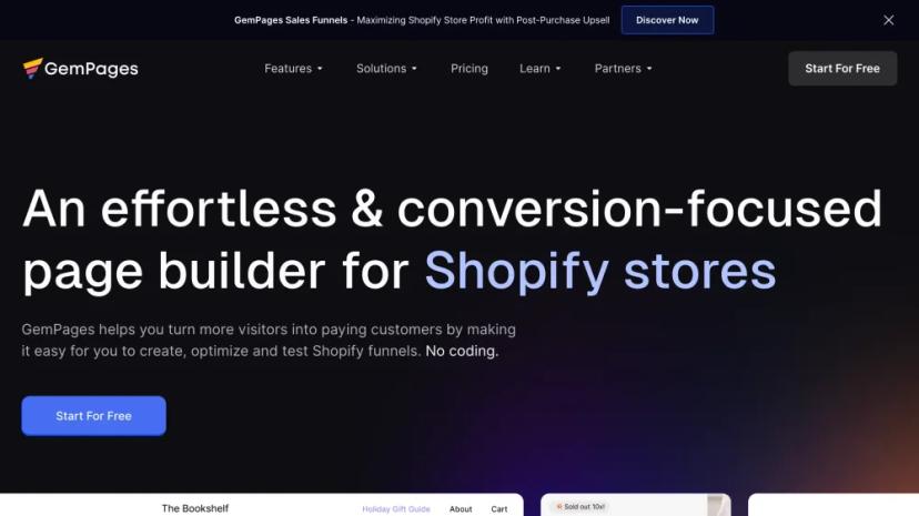 Screenshot of Build, Optimize and Test Shopify Funnels with GemPages AI-Powered Page Builder