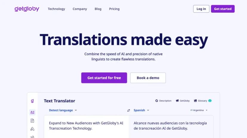 Screenshot of GetGloby - AI-Powered Translation Service