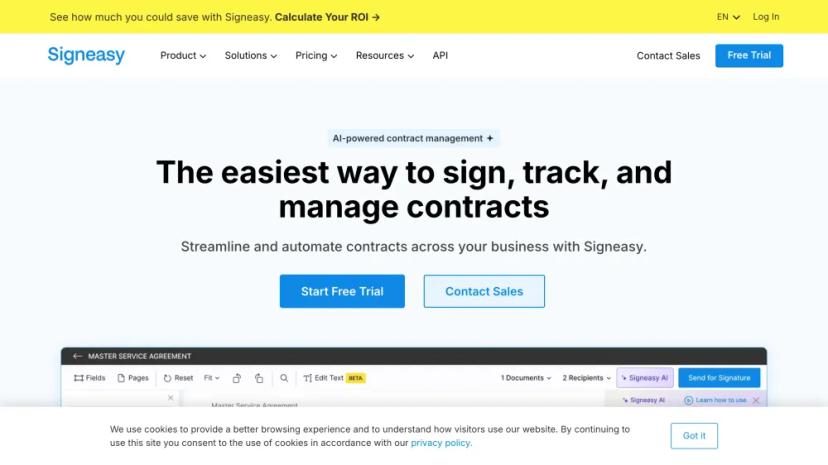 Screenshot of AI-powered Contract Management