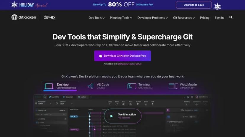 Screenshot of GitKraken: Simplify and Supercharge Git with AI-Powered Dev Tools