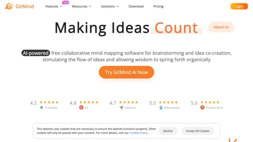 Screenshot of AI-powered Collaborative Mind Mapping Software