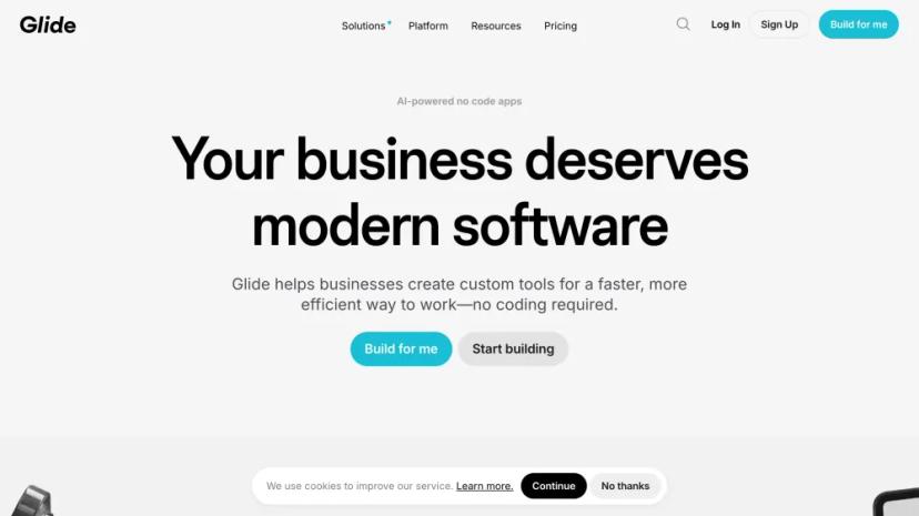 Screenshot of Create Custom AI-Powered Business Tools without Coding with Glide