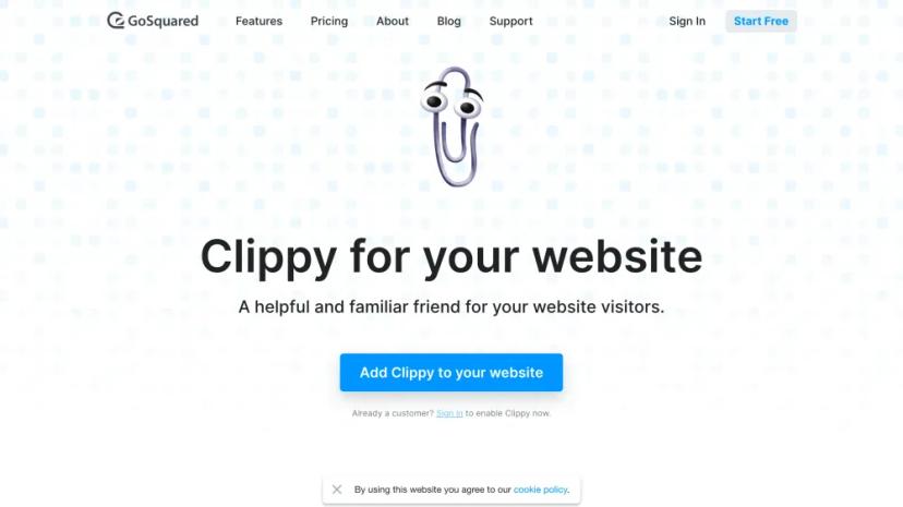 Screenshot of Clippy AI: Engage Your Website Visitors with a Familiar and Helpful Assistant