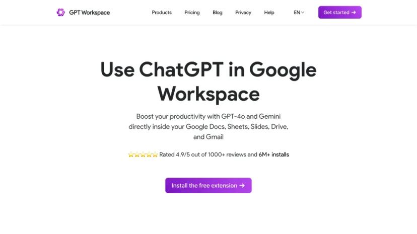 Screenshot of Boost Productivity with GPT Workspace in Google Workspace