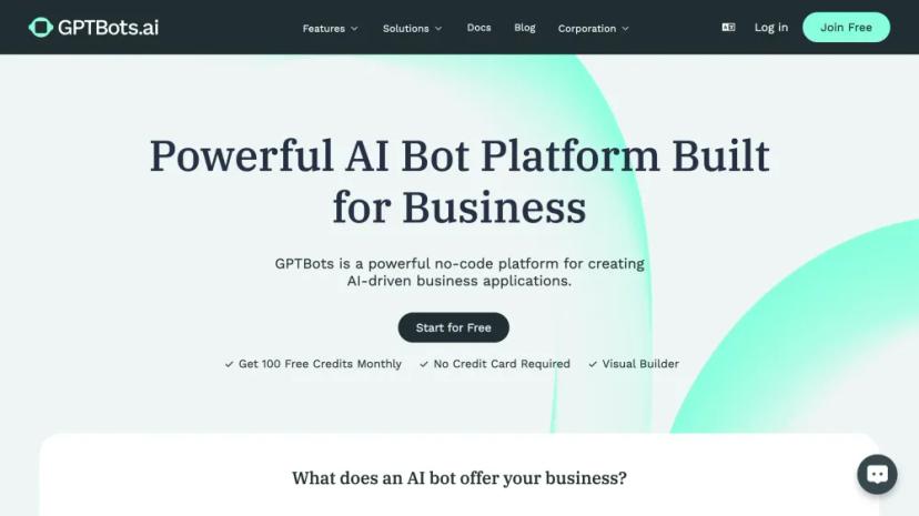 Screenshot of Create AI-Driven Business Applications with GPTBots