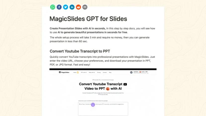 Screenshot of MagicSlides: AI-Powered Presentation Creation