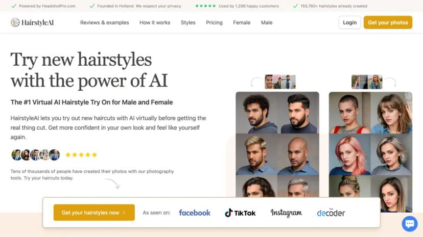 Screenshot of HairstyleAI: Virtual AI Hairstyle Try On