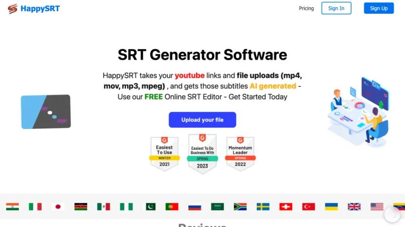 Screenshot of AI Subtitle Generator & Editor | HappySRT