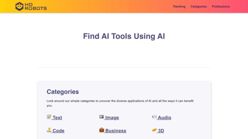 Screenshot of HDRobots - Discover AI Tools with AI