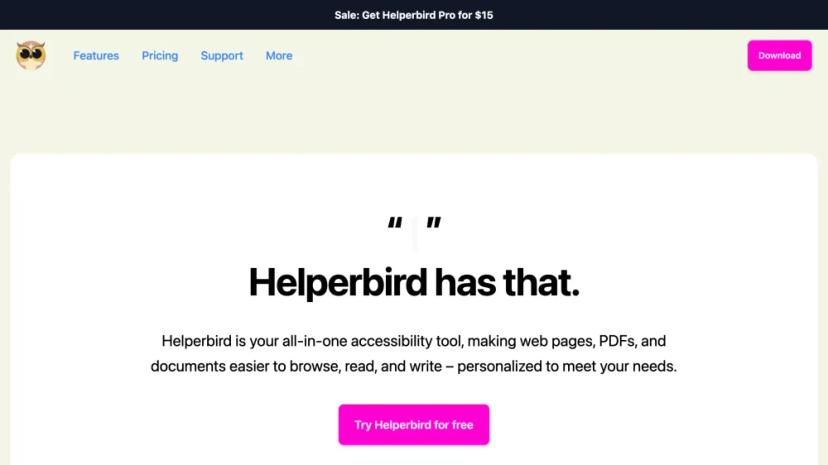 Screenshot of Empower Your Online Experience with Helperbird