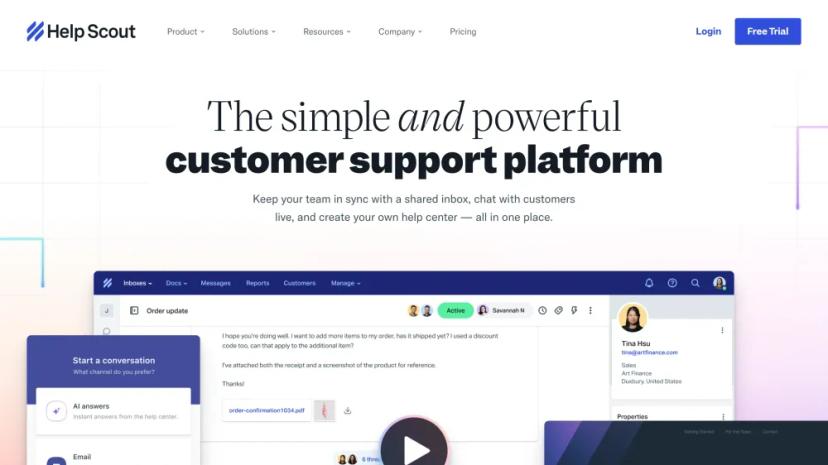 Screenshot of The Simple and Powerful Customer Support Platform