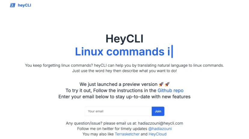 Screenshot of heyCLI - Translate Natural Language to Linux Commands