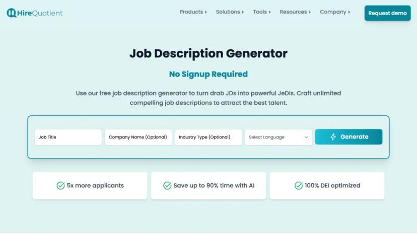 Screenshot of Job Description Generator