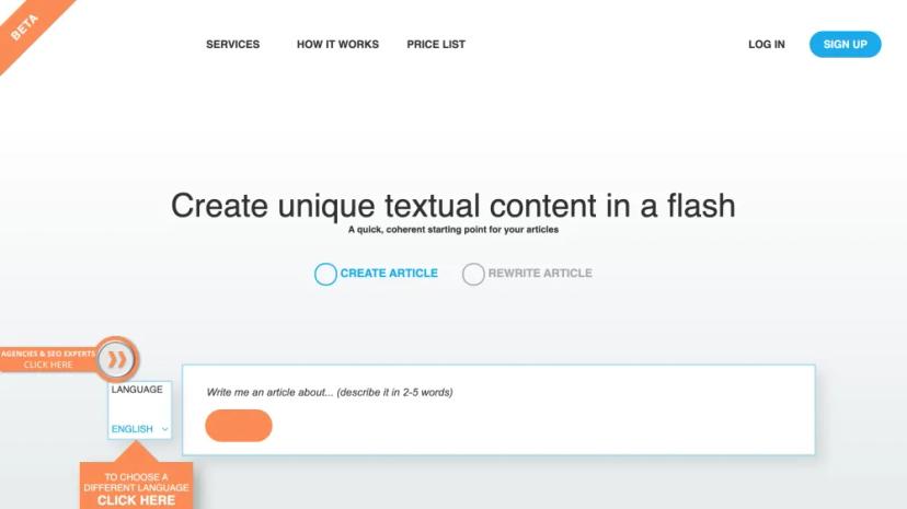 Screenshot of Articoolo - AI-Powered Textual Content Creation Tool