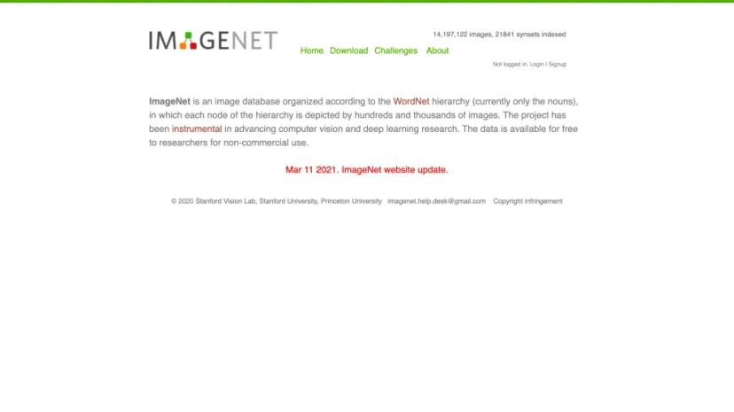 Screenshot of ImageNet