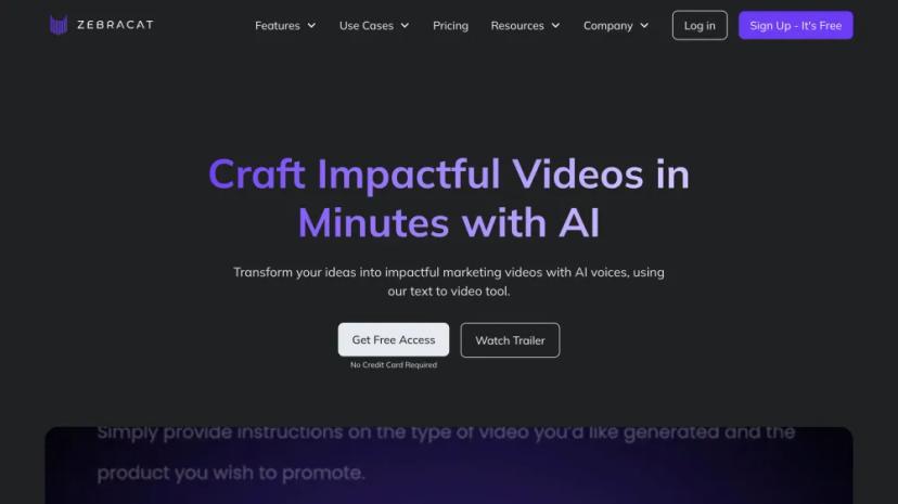 Screenshot of Zebracat: Craft Impactful Videos with AI