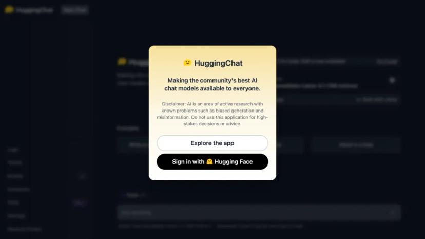 Screenshot of HuggingChat